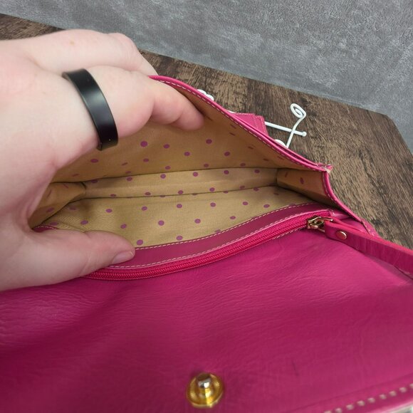 Kate Spade Jane Street Maria Large Wallet Trifold Checkbook Metallic Gold Pink - Picture 10 of 12